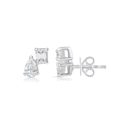 Sterling Silver 1/5 CT. T.W. Lab-Grown Diamond Stacked Studs