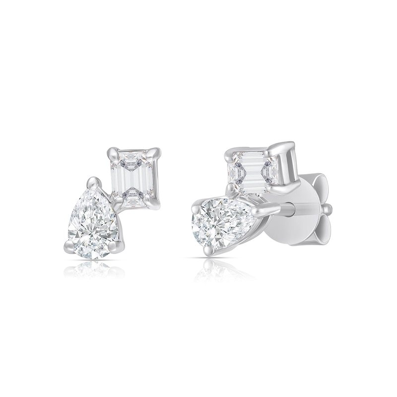Main Image 2 of Sterling Silver 1/5 CT. T.W. Lab-Grown Diamond Stacked Studs