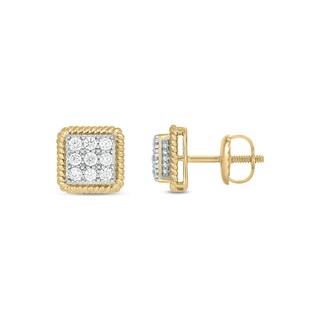 14K Gold Plated 1/2 CT. T.W. Lab-Grown Diamond 9 Stone Studs