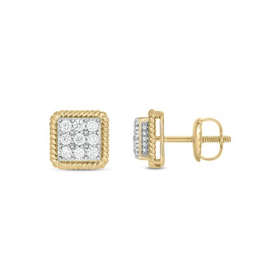 14K Gold Plated 1/2 CT. T.W. Lab-Grown Diamond 9 Stone Studs