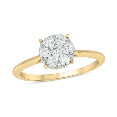 10K Gold 1/2 CT. T.W. Lab-Grown Diamond Round Cluster Ring