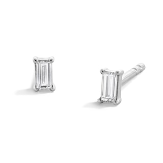 Sterling Silver 1/10 CT. T.W. Lab-Grown Diamond Baguette Studs