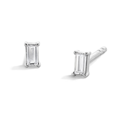 Sterling Silver 1/10 CT. T.W. Lab-Grown Diamond Baguette Studs