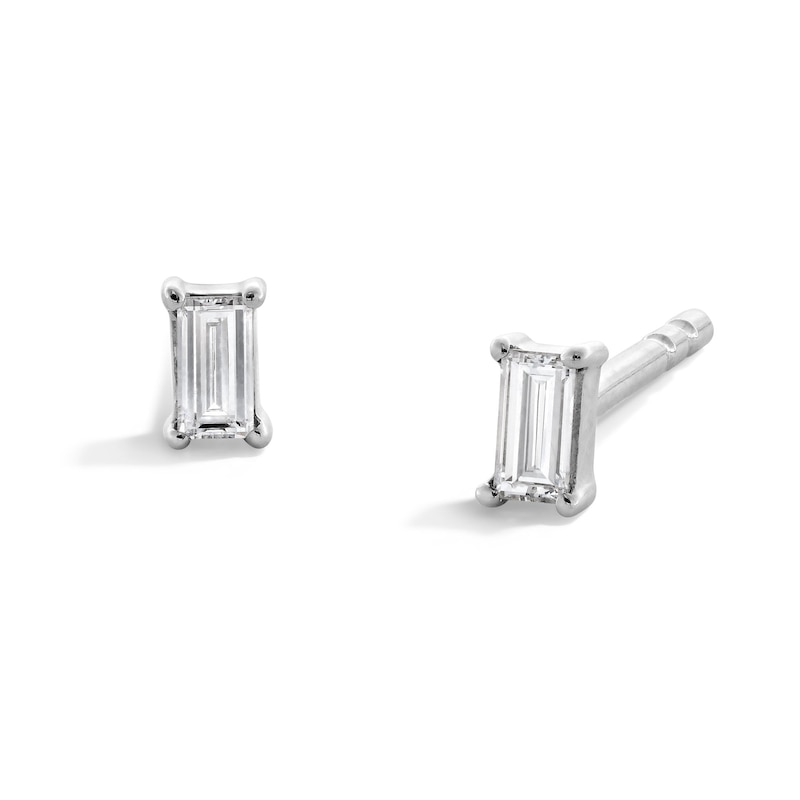 Sterling Silver 1/10 CT. T.W. Lab-Grown Diamond Baguette Studs