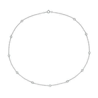 Sterling Silver 1/4 CT. T.W. Lab-Grown Diamond Round Station Necklace - 18"