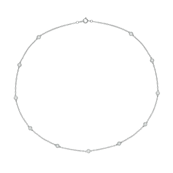 Sterling Silver 1/4 CT. T.W. Lab-Grown Diamond Round Station Necklace - 18"