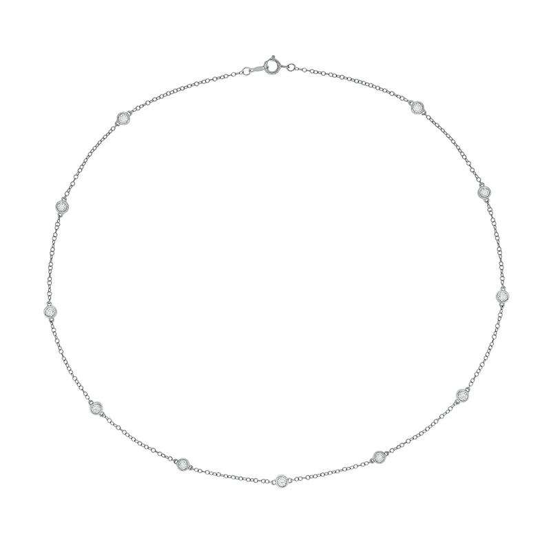 Sterling Silver 1/4 CT. T.W. Lab-Grown Diamond Round Station Necklace - 18"