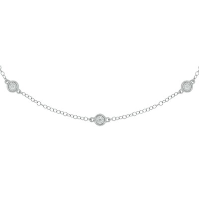Sterling Silver 1/4 CT. T.W. Lab-Grown Diamond Round Station Necklace - 18"