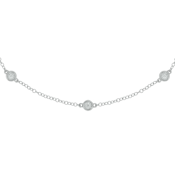 Sterling Silver 1/4 CT. T.W. Lab-Grown Diamond Round Station Necklace - 18"