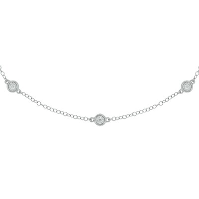 Sterling Silver 1/4 CT. T.W. Lab-Grown Diamond Round Station Necklace - 18"