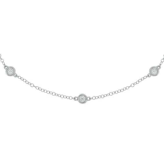 Sterling Silver 1/4 CT. T.W. Lab-Grown Diamond Round Station Necklace - 18"