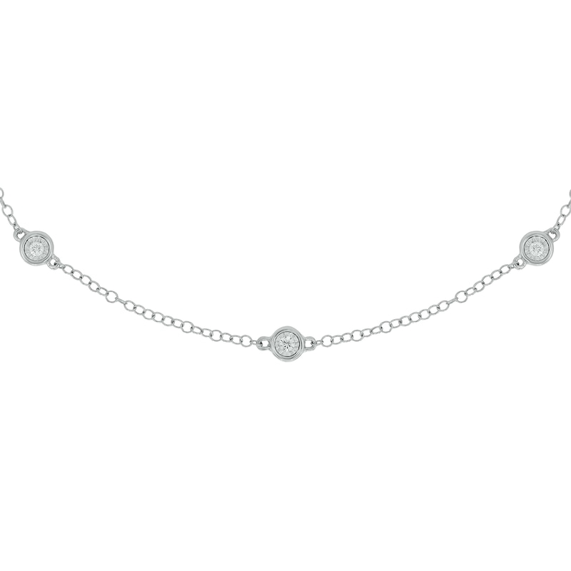 Main Image 4 of Sterling Silver 1/4 CT. T.W. Lab-Grown Diamond Round Station Necklace - 18"