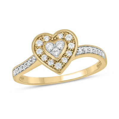 10K Gold 1/4 CT. T.W. Lab-Grown Diamond Heart Halo Ring