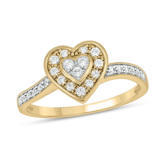 10K Gold 1/4 CT. T.W. Lab-Grown Diamond Heart Halo Ring