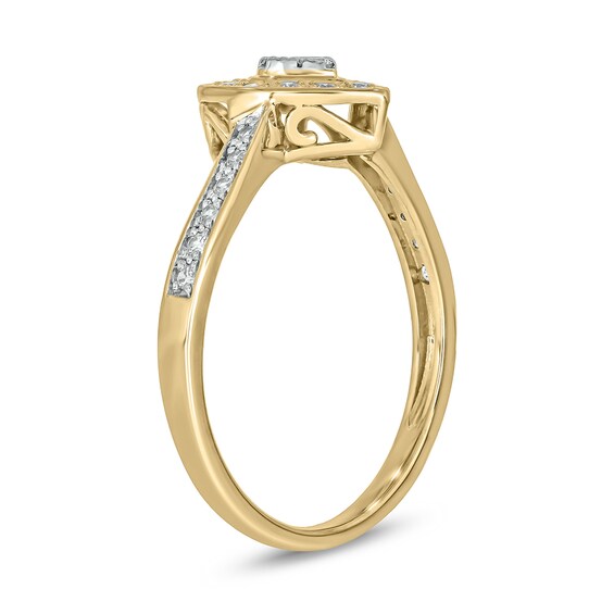 10K Gold 1/4 CT. T.W. Lab-Grown Diamond Heart Halo Ring
