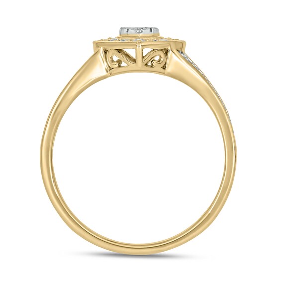 10K Gold 1/4 CT. T.W. Lab-Grown Diamond Heart Halo Ring