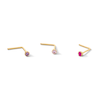 Thumbnail Image 1 of 14K Solid Gold CZ L-Shaped Nose Stud Set - 24G