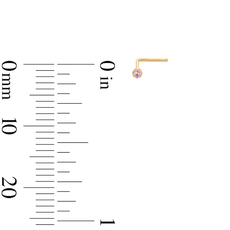 Main Image 3 of 14K Solid Gold CZ L-Shaped Nose Stud Set - 24G