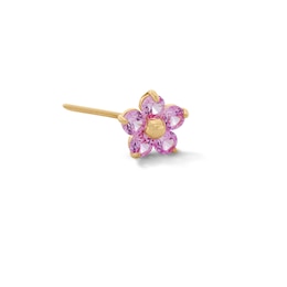 14K Solid Gold CZ Flower Nose Stud - 24G