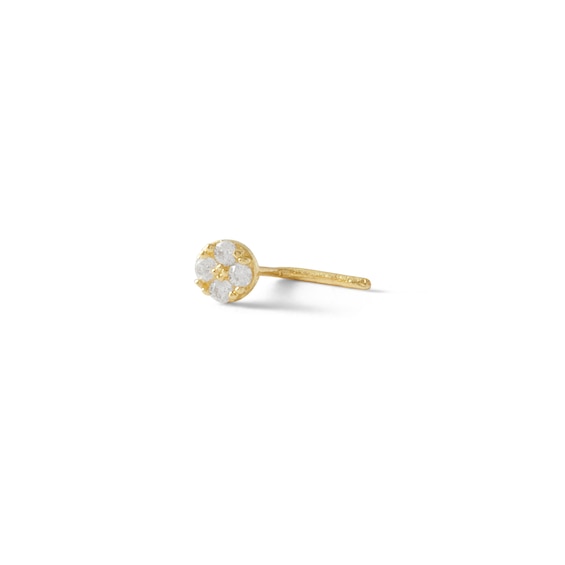 14K Solid Gold CZ Quad L-Shape Nose Stud - 20G 1/4"