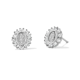 Sterling Silver CZ Our Lady of Guadalupe Studs