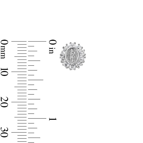 Sterling Silver CZ Our Lady of Guadalupe Studs