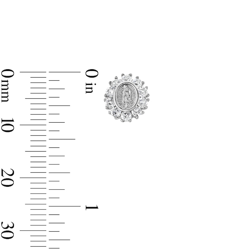 Main Image 3 of Sterling Silver CZ Our Lady of Guadalupe Studs