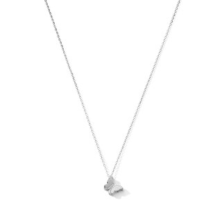 Sterling Silver CZ Butterfly Pendant - 16" + 2"