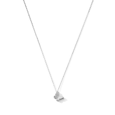Sterling Silver CZ Butterfly Pendant - 16" + 2"