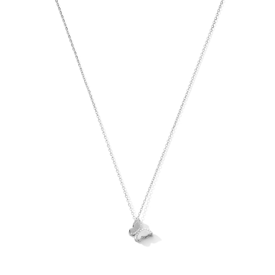 Sterling Silver CZ Butterfly Pendant - 16" + 2"