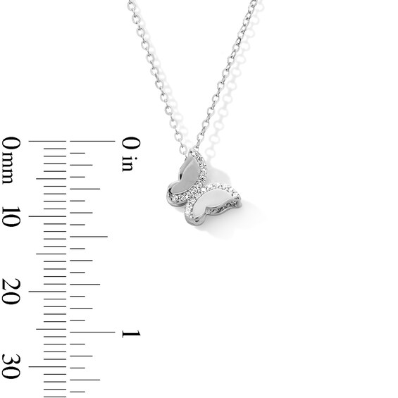 Sterling Silver CZ Butterfly Pendant - 16" + 2"