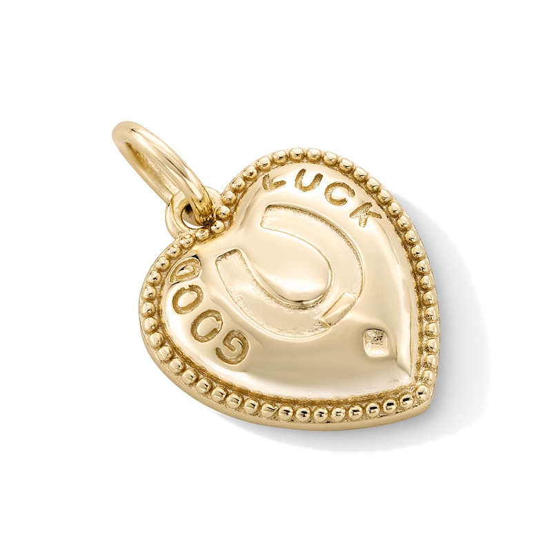 Main Image 2 of 14K Gold Plated Good Luck Heart Necklace Charm