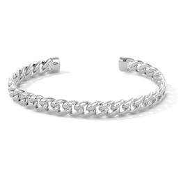 Sterling Silver Cuban Link Cuff Bracelet