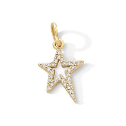 14K Gold Plated CZ Star Outline Necklace Charm