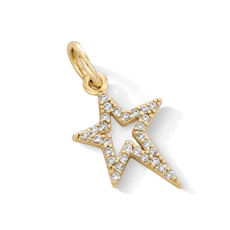 Main Image 2 of 14K Gold Plated CZ Star Outline Necklace Charm