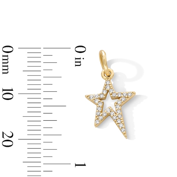 14K Gold Plated CZ Star Outline Necklace Charm