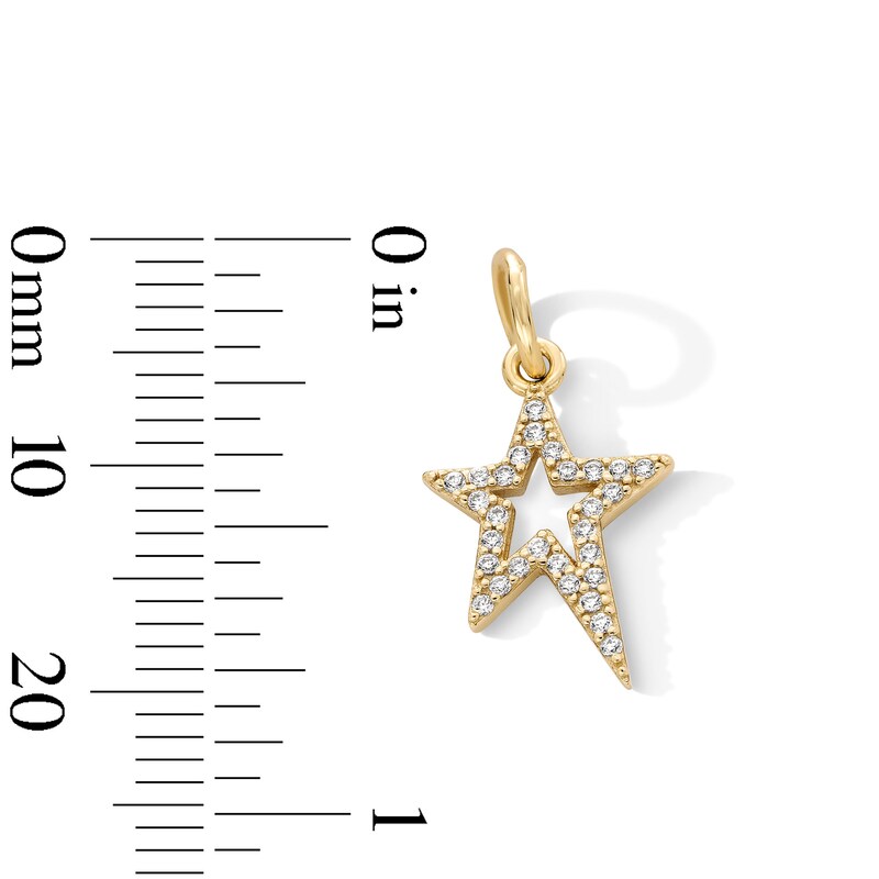 Main Image 3 of 14K Gold Plated CZ Star Outline Necklace Charm