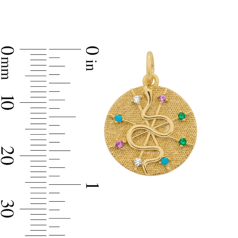 Main Image 2 of 14K Yellow Gold Plated Multi-Color CZ Snake Disc Necklace Charm