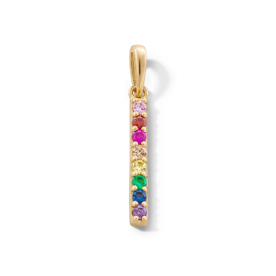 10K Gold CZ Rainbow Necklace Charm