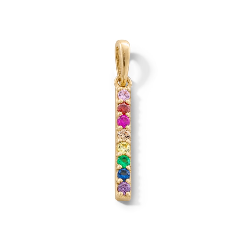 10K Gold CZ Rainbow Necklace Charm