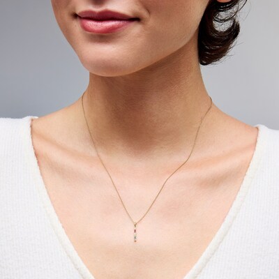 10K Gold CZ Rainbow Necklace Charm