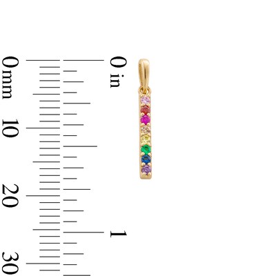10K Gold CZ Rainbow Necklace Charm