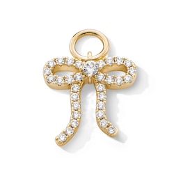 14K Gold Plated CZ Bow Necklace Charm