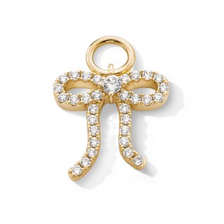 14K Gold Plated CZ Bow Necklace Charm