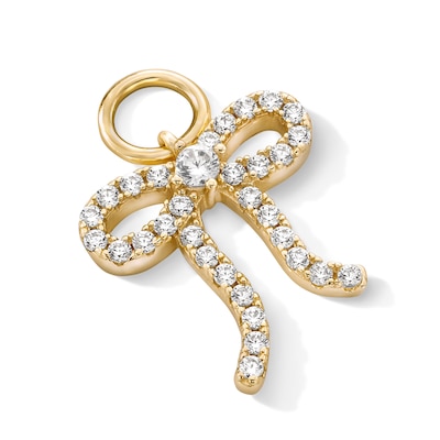 14K Gold Plated CZ Bow Necklace Charm