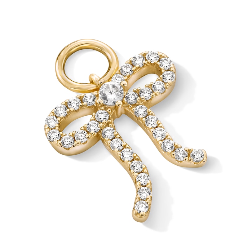 Main Image 2 of 14K Gold Plated CZ Bow Necklace Charm