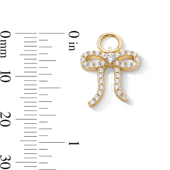 14K Gold Plated CZ Bow Necklace Charm