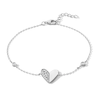 Thumbnail Image 1 of Sterling Silver CZ Heart and Bezel-Set Round Stone Bracelet - 7" + 1"