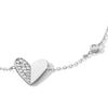 Thumbnail Image 3 of Sterling Silver CZ Heart and Bezel-Set Round Stone Bracelet - 7" + 1"