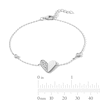 Thumbnail Image 4 of Sterling Silver CZ Heart and Bezel-Set Round Stone Bracelet - 7" + 1"